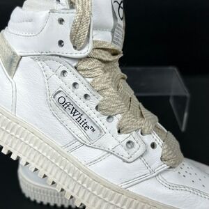 Off White Womens Size 35 US 5 Off Court 3.0 Leather Sneakers White High Top Shoe